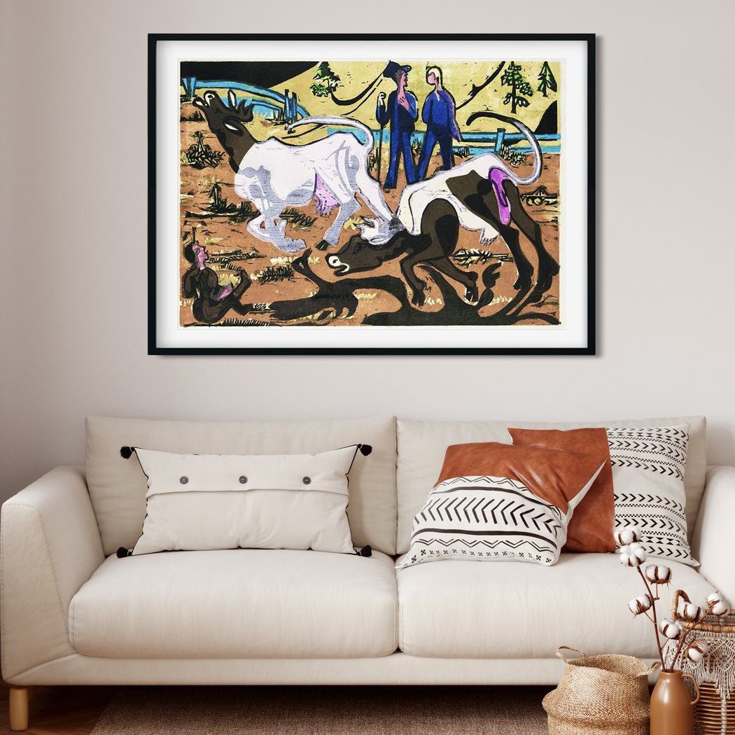 Cows in Spring Painting MeriDeewar 4 : 3 Horizontal Premium Wall Art Canvas by MeriDeewar