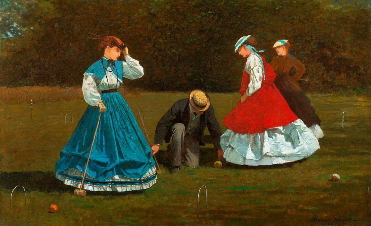 Croquet Scene painting -Meri Deewar 3 : 2 Horizontal Premium Wall Art Canvas by MeriDeewar