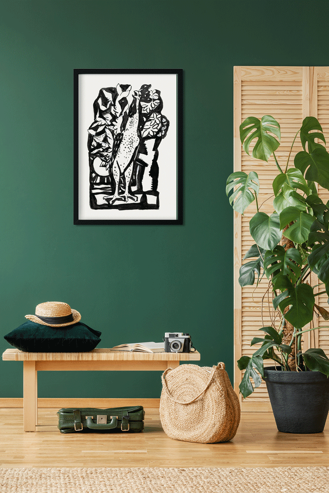 Crowing rooster Painting 2 : 3 Vertical Premium Wall Art Canvas by MeriDeewar