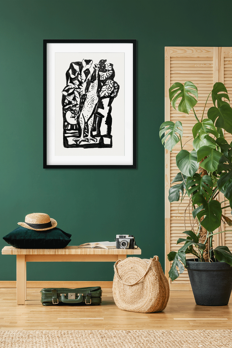 Crowing rooster Painting 2 : 3 Vertical Premium Wall Art Canvas by MeriDeewar