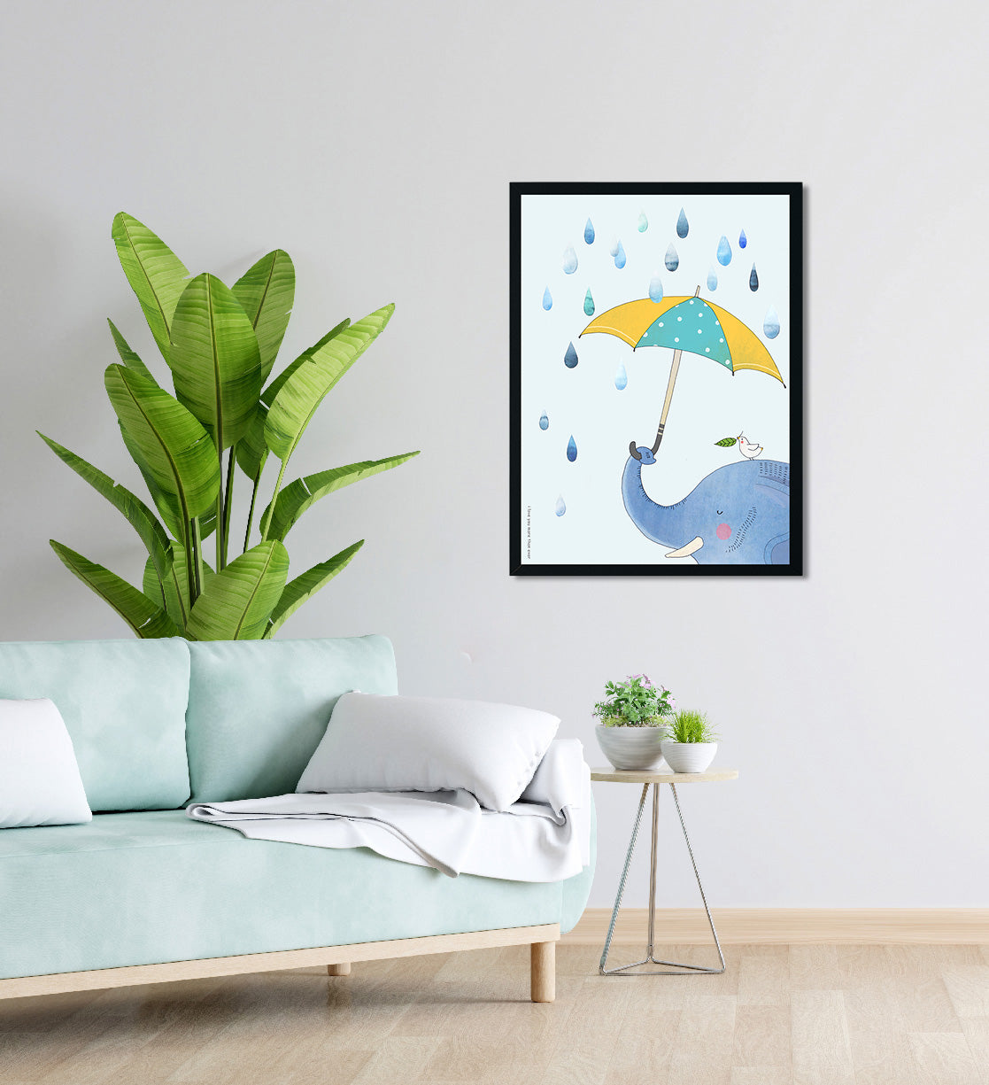 Cute Animals Polar Elephant Painting 3 : 4.2 Vertical Premium Wall Art Canvas by MeriDeewar