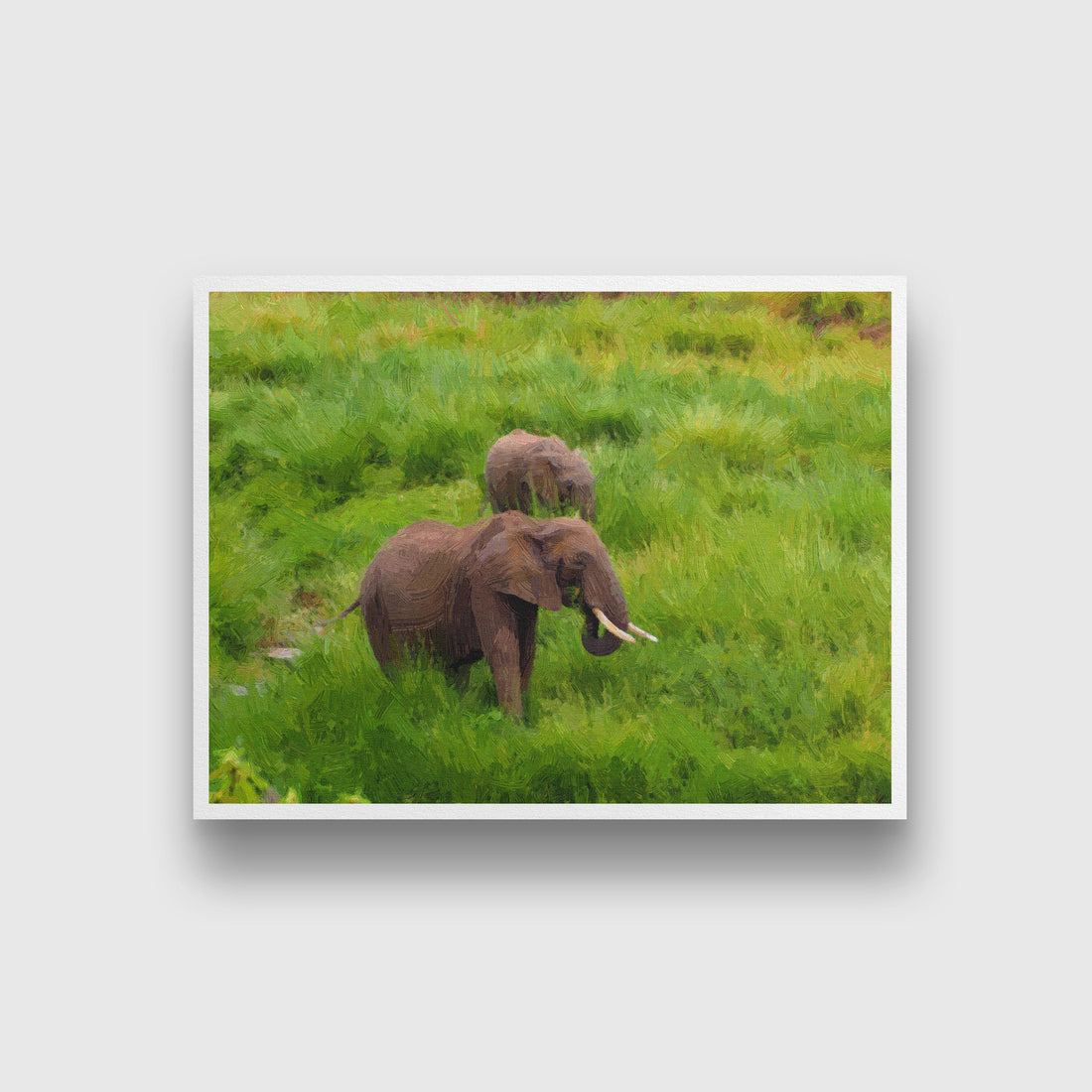 Cute baby elephant in the forest Painting - Meri Deewar 4 : 3 Horizontal Premium Wall Art Canvas by MeriDeewar