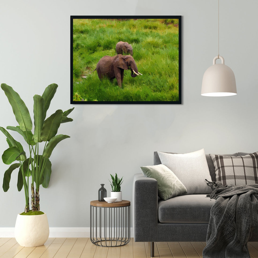 Cute baby elephant in the forest Painting - Meri Deewar 4 : 3 Horizontal Premium Wall Art Canvas by MeriDeewar
