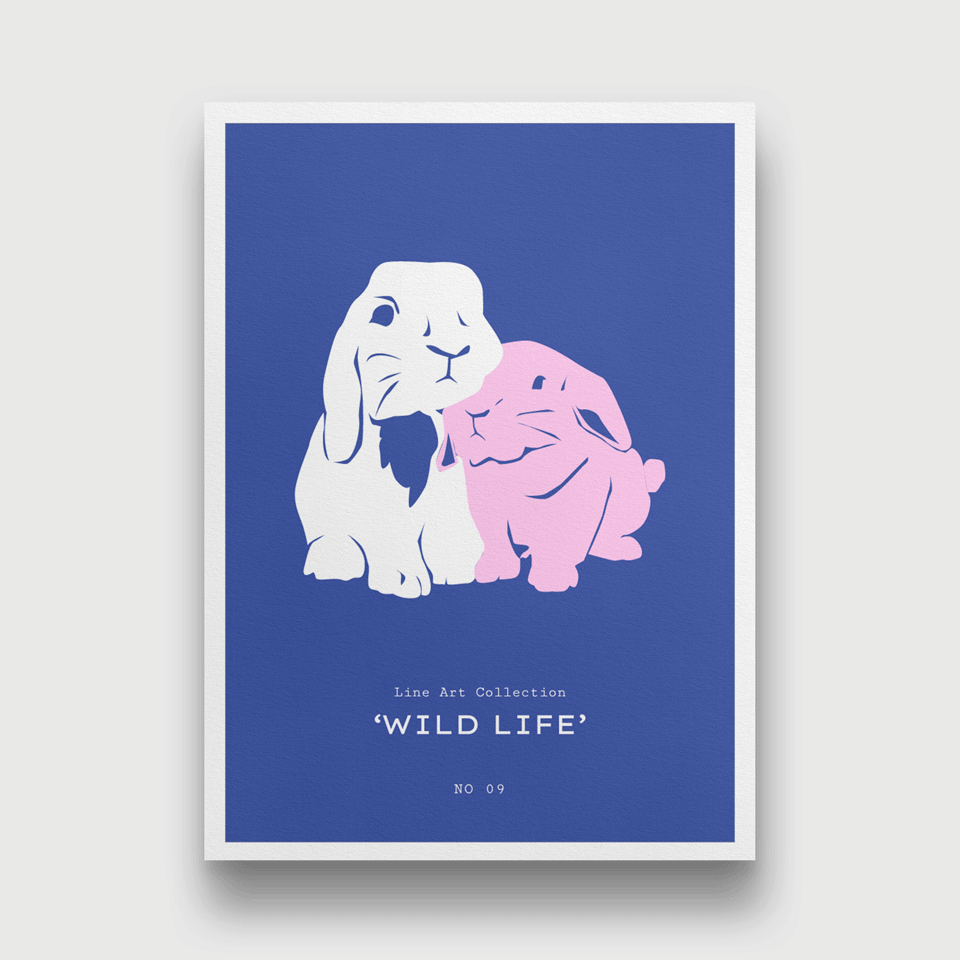 Cute Bunny Hipster Rabbit Pink Painting 3 : 4.2 Vertical Premium Wall Art Canvas by MeriDeewar