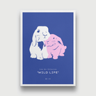 Cute Bunny Hipster Rabbit Pink Painting 3 : 4.2 Vertical Premium Wall Art Canvas by MeriDeewar