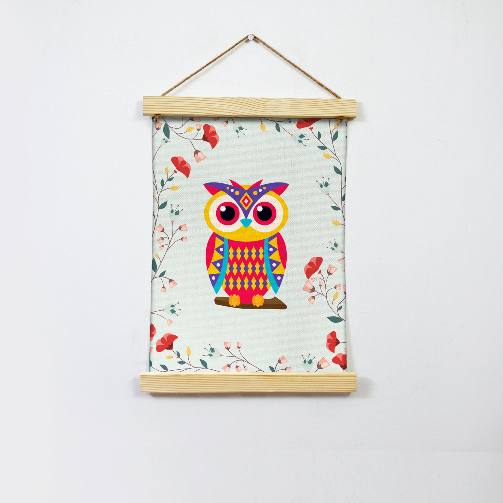 Cute Owl Hanging Canvas Painting - Meri Deewar Hanging Canvas Premium Wall Art Canvas by MeriDeewar