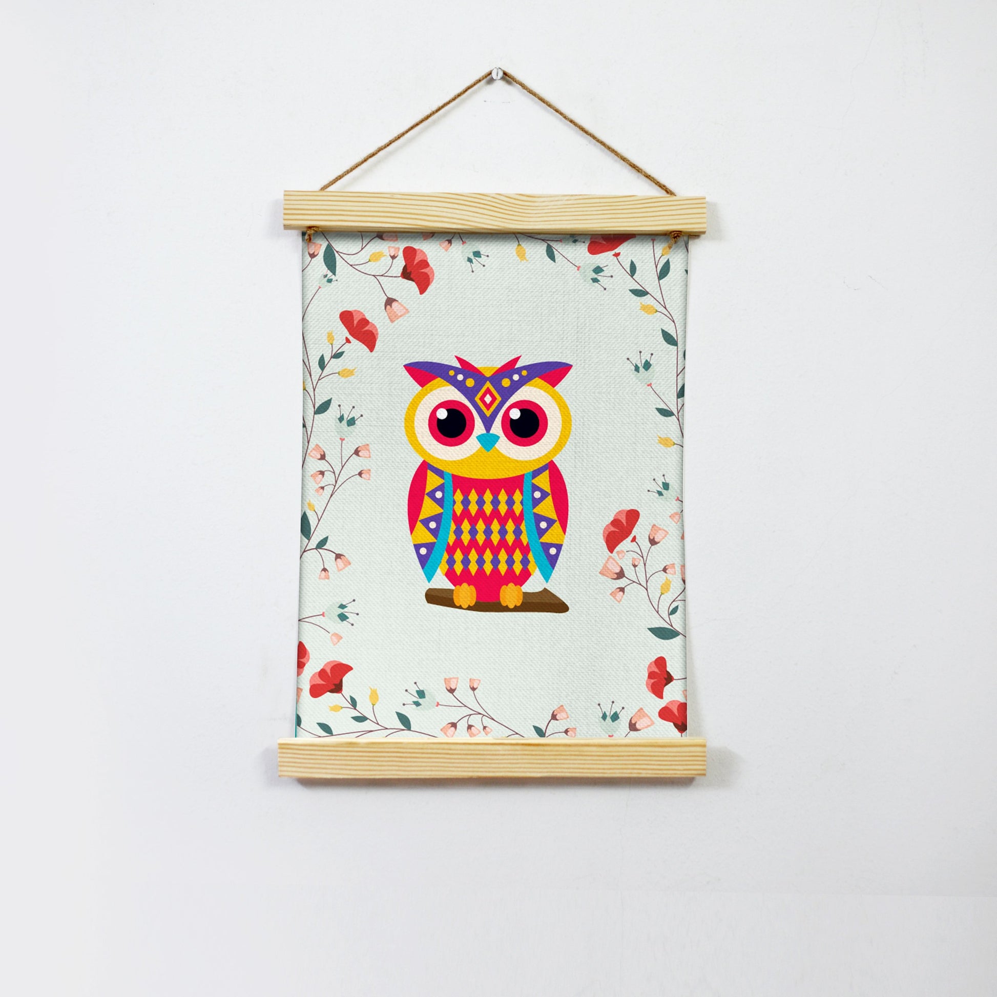 Cute Owl Hanging Canvas Painting - Meri Deewar Hanging Canvas Premium Wall Art Canvas by MeriDeewar