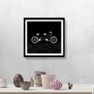 Cycle Travel Black and White Art Painting - Meri Deewar 1 : 1 Square Premium Wall Art Canvas by MeriDeewar