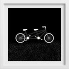 Cycle Travel Black and White Art Painting - Meri Deewar 1 : 1 Square Premium Wall Art Canvas by MeriDeewar