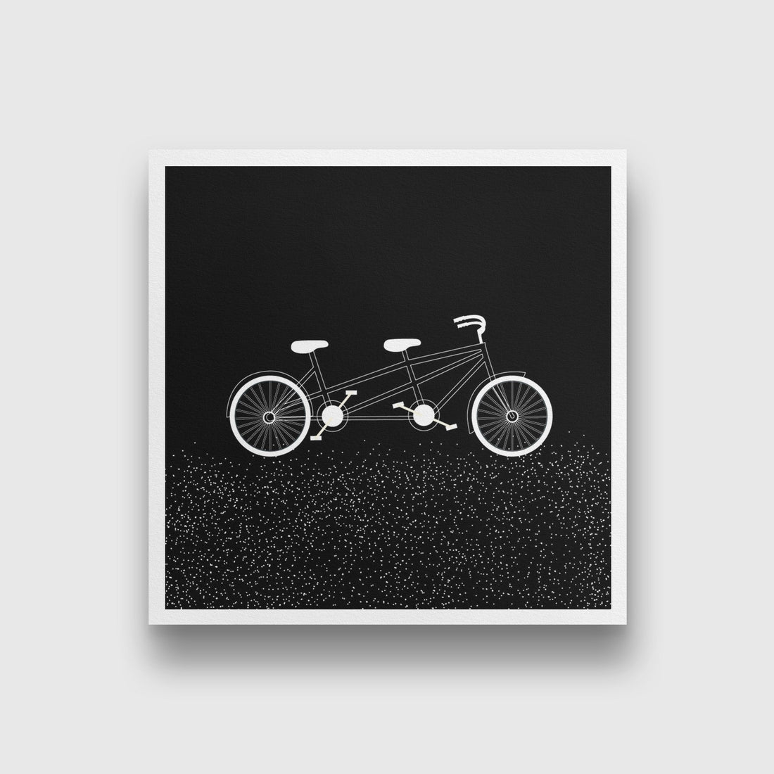 Cycle Travel Black and White Art Painting - Meri Deewar 1 : 1 Square Premium Wall Art Canvas by MeriDeewar