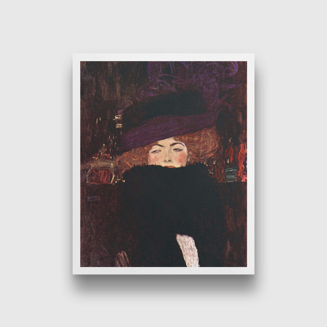 Dame mit Hut und Federboa painting 5 : 6 Vertical Premium Wall Art Canvas by MeriDeewar