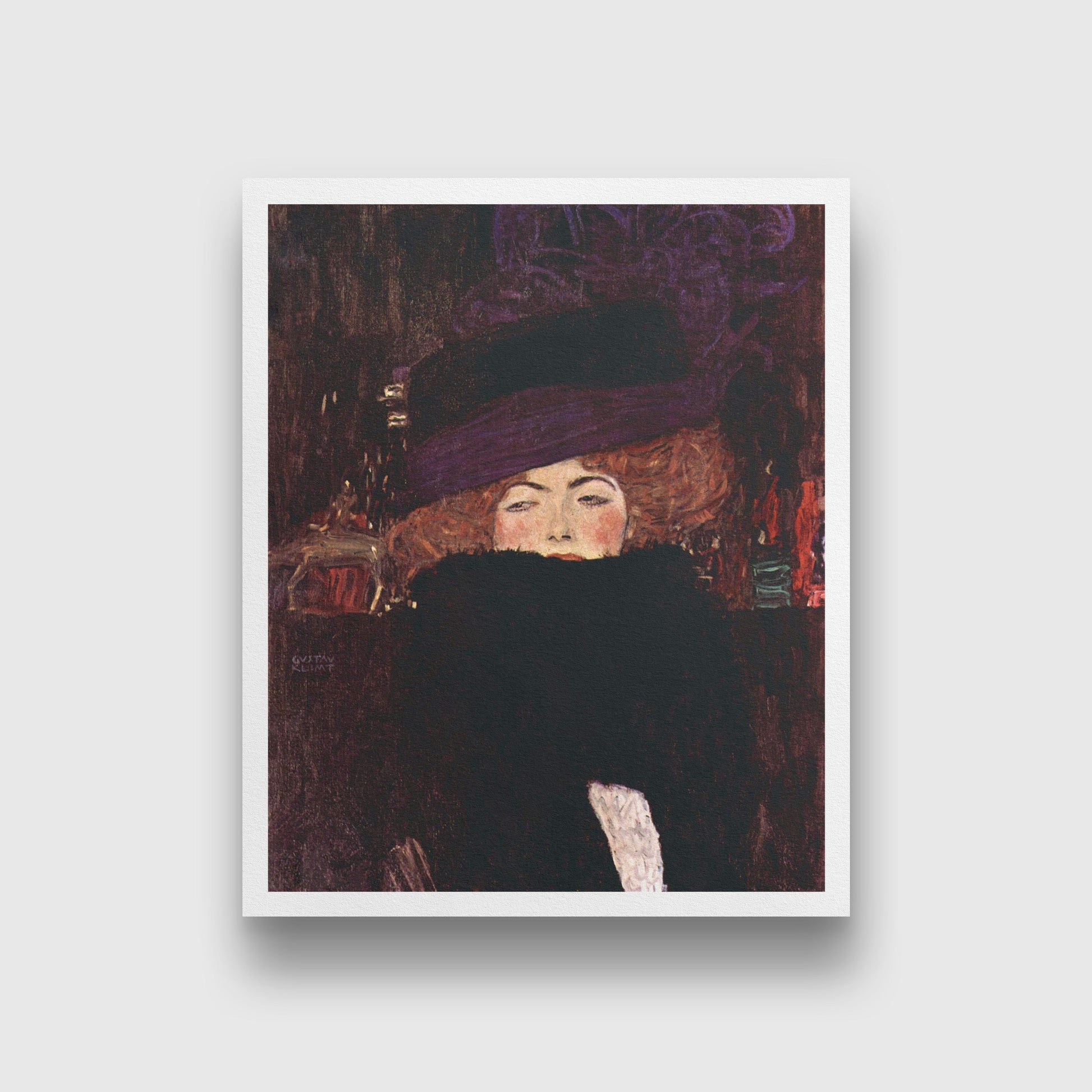 Dame mit Hut und Federboa painting 5 : 6 Vertical Premium Wall Art Canvas by MeriDeewar