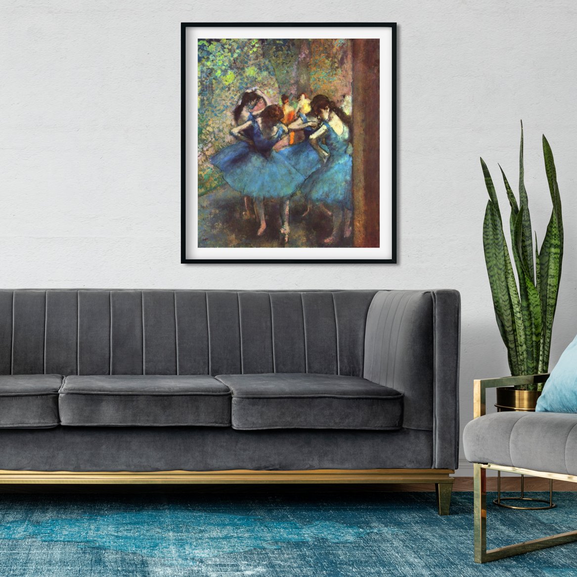 Dancers in blue Painting - Meri Deewar 1 : 1 Square Premium Wall Art Canvas by MeriDeewar