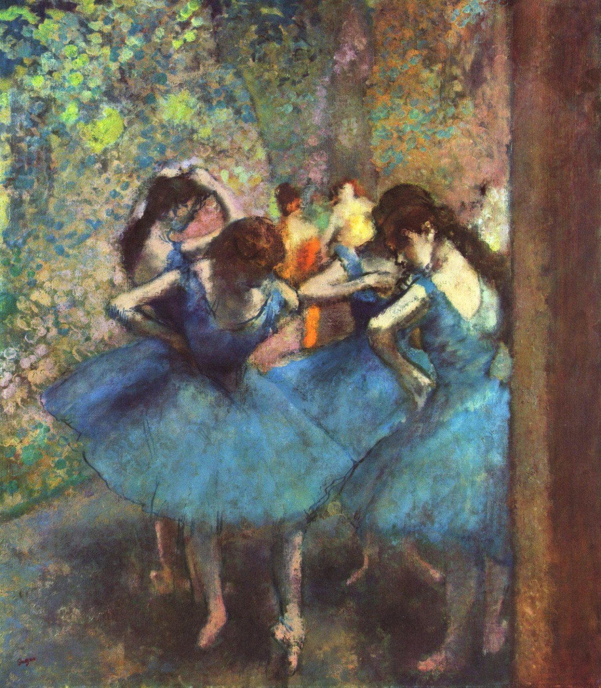 Dancers in blue Painting - Meri Deewar 1 : 1 Square Premium Wall Art Canvas by MeriDeewar