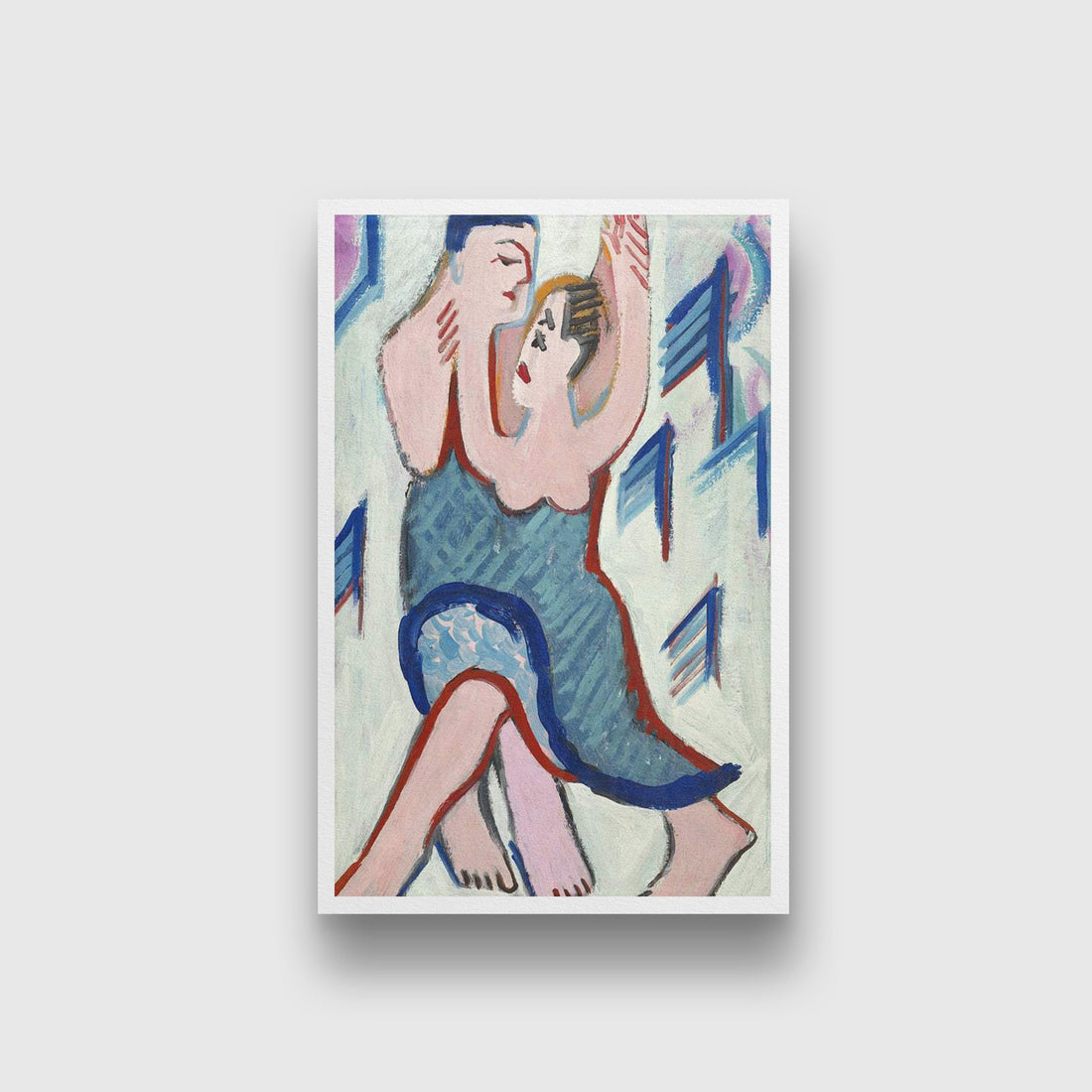 Dancing Couple in the Snow reverse Painting - MeriDeewar 2 : 3 Vertical Premium Wall Art Canvas by MeriDeewar