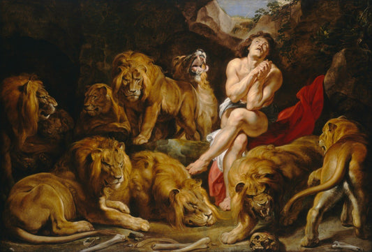 Daniel in the lion's den Painting - Meri Deewar