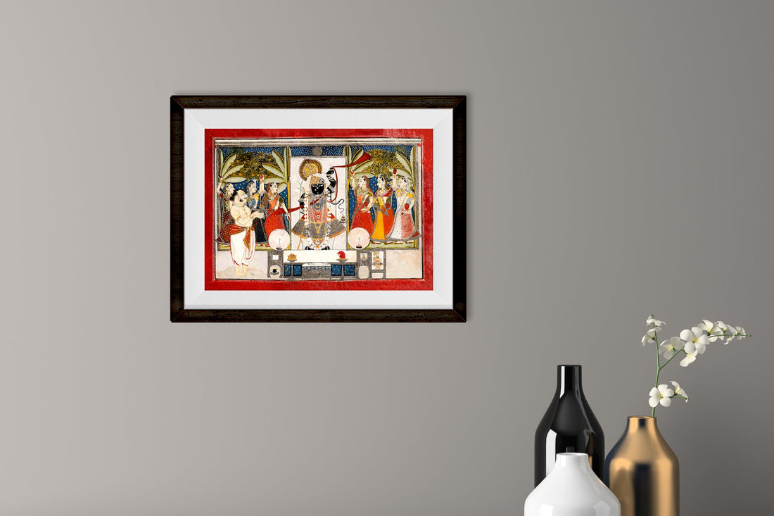 Dauji_II_Performing_Arati_on_Sharada_Purnim Painting - Meri Deewar 3 : 2 Horizontal Premium Wall Art Canvas by MeriDeewar