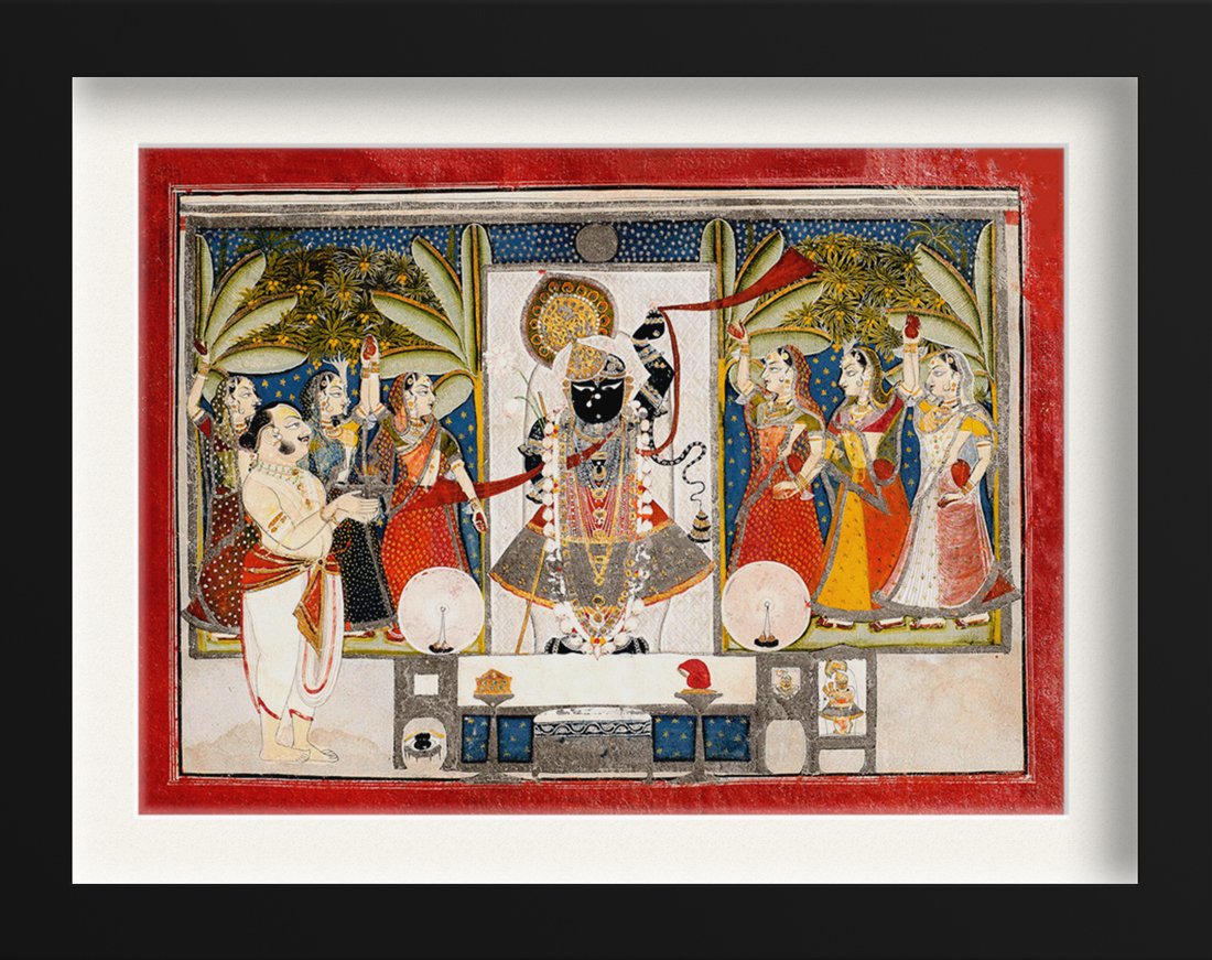 Dauji_II_Performing_Arati_on_Sharada_Purnim Painting - Meri Deewar 3 : 2 Horizontal Premium Wall Art Canvas by MeriDeewar