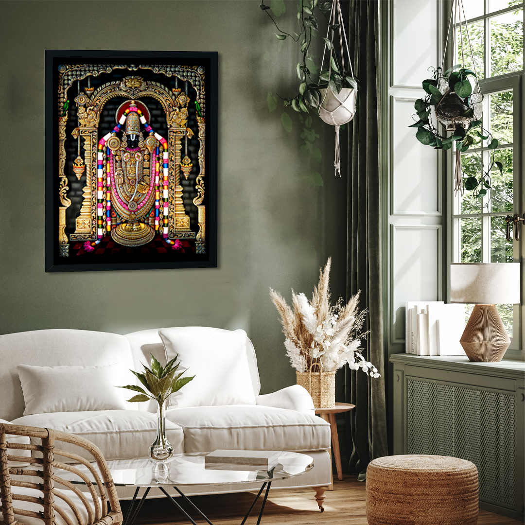 Devotional Tirupati Balaji Wall Painting 3 : 4 Vertical Premium Wall Art Canvas by MeriDeewar
