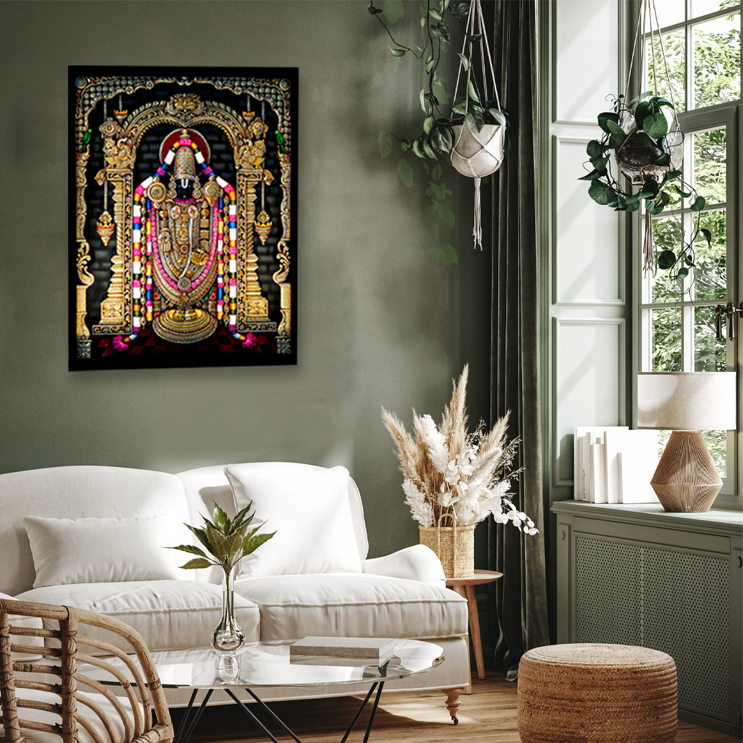 Devotional Tirupati Balaji Wall Painting 3 : 4 Vertical Premium Wall Art Canvas by MeriDeewar