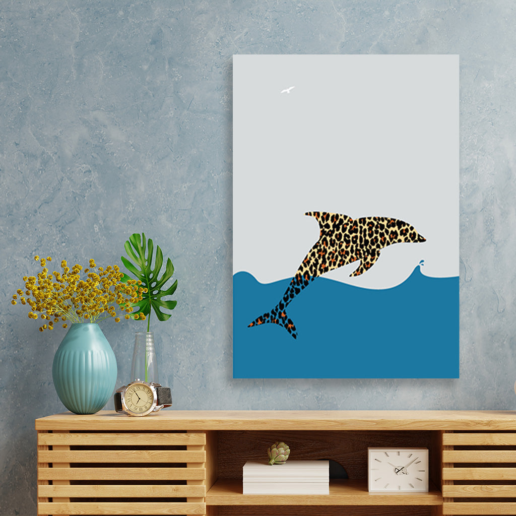 Dolphin painting 3 : 4.2 Vertical Premium Wall Art Canvas by MeriDeewar