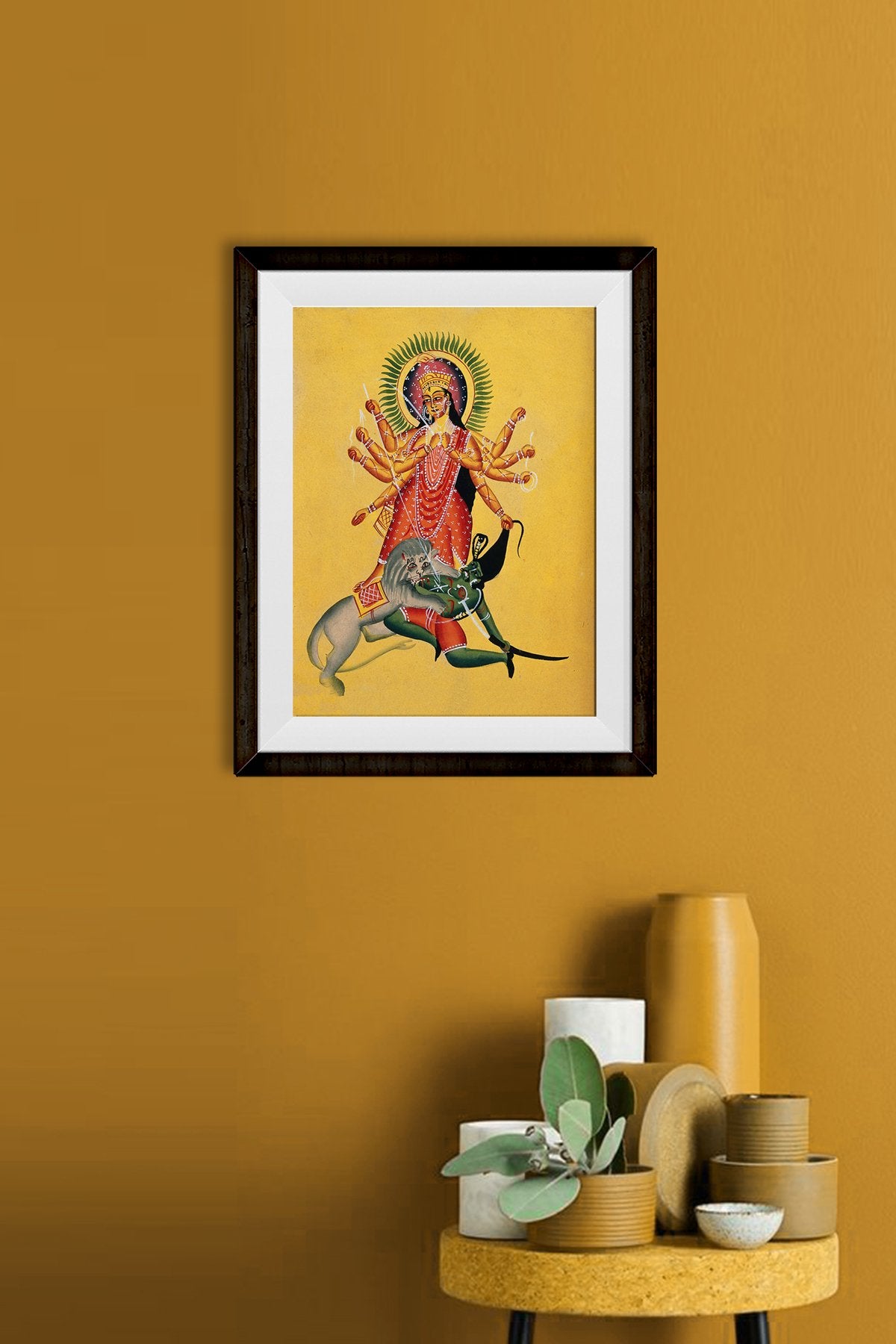 Durga kills the demon Painting - Meri Deewar 4 :5 Vertical Premium Wall Art Canvas by MeriDeewar