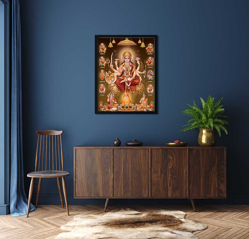 Durga Mata Painting 3 : 4 Vertical Premium Wall Art Canvas by MeriDeewar