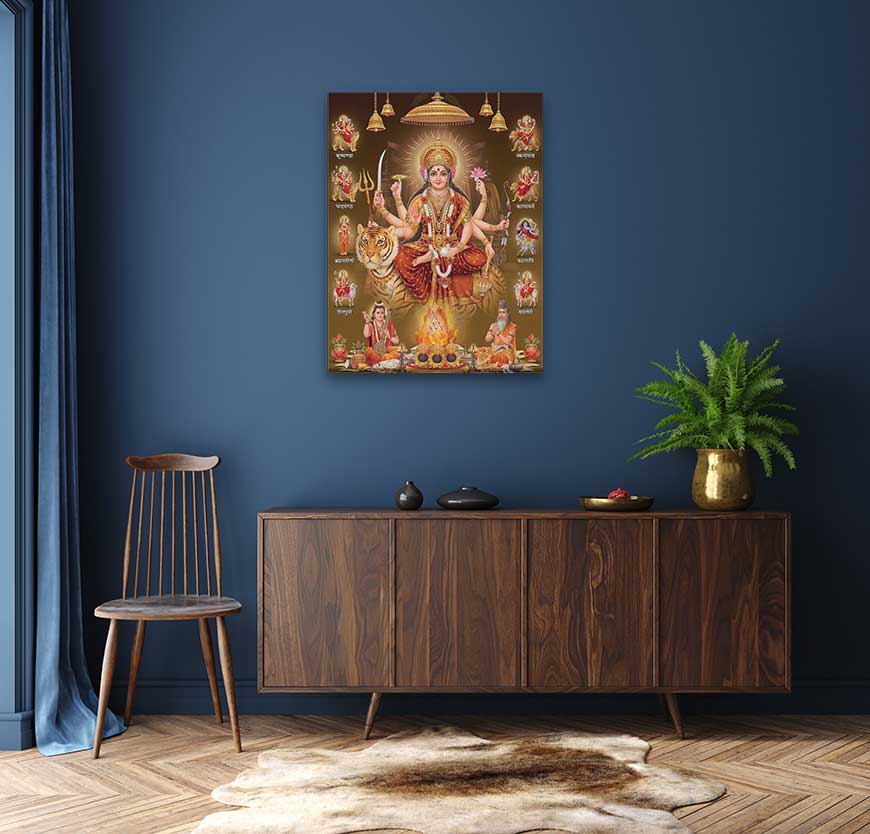 Durga Mata Painting 3 : 4 Vertical Premium Wall Art Canvas by MeriDeewar