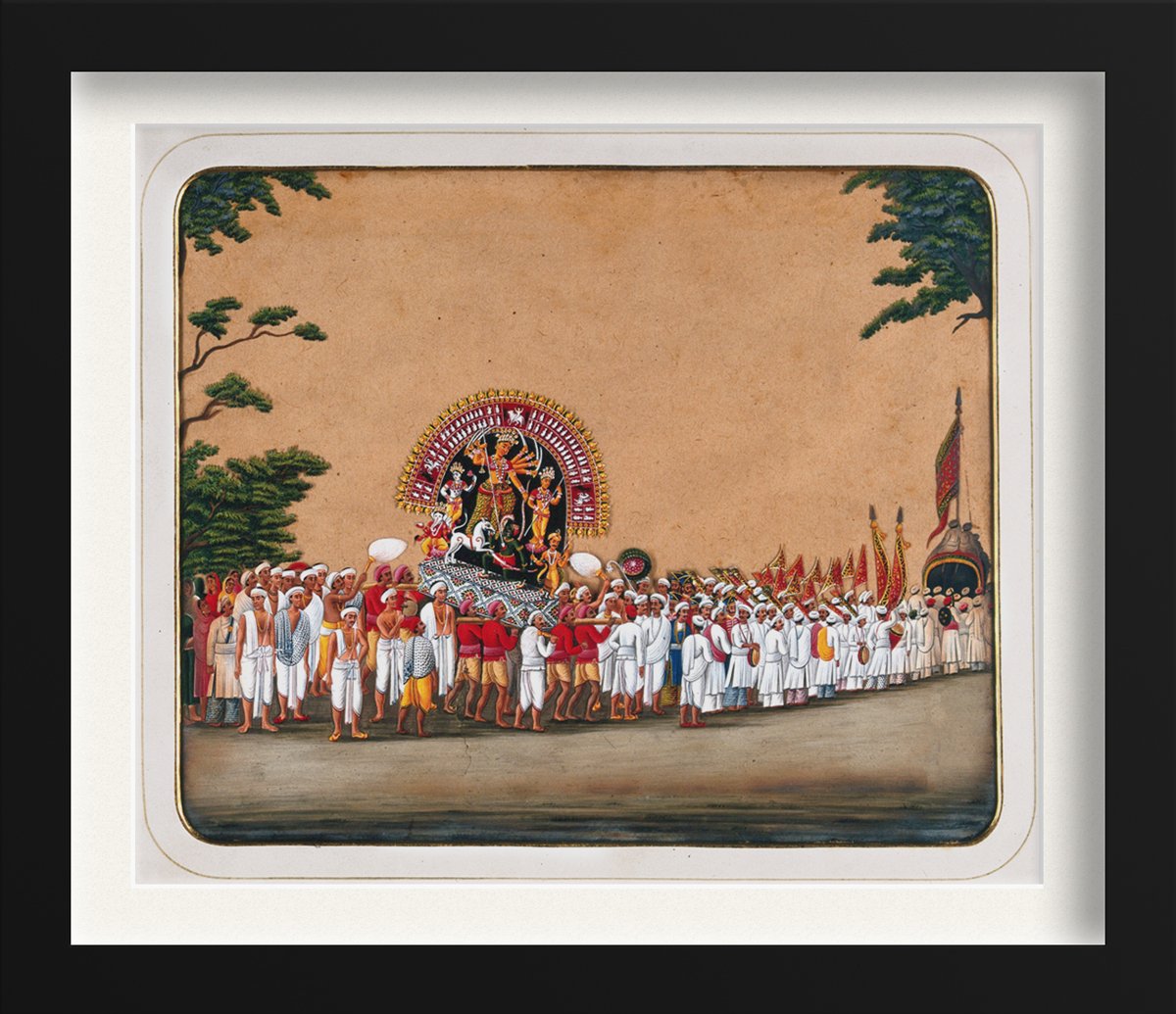 Durga Puja Painting - Meri Deewar 4 :5 Vertical Premium Wall Art Canvas by MeriDeewar