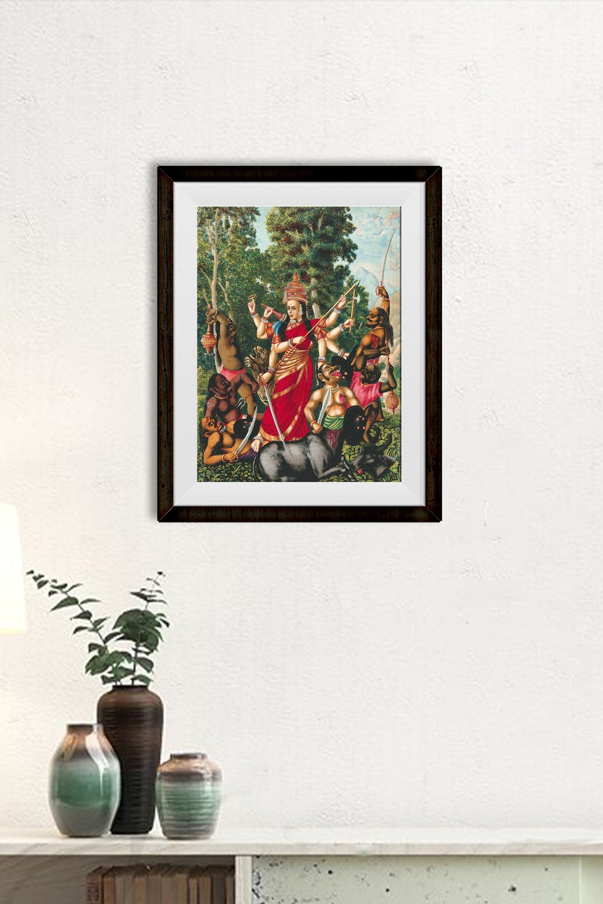 Durga slaying the Buffalo Demon Painting - Meri Deewar 3 : 4 Vertical Premium Wall Art Canvas by MeriDeewar