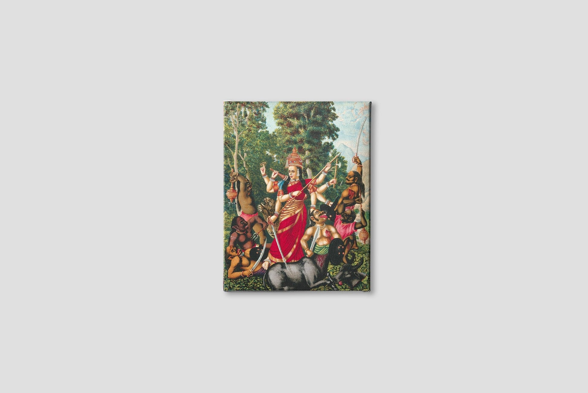 Durga slaying the Buffalo Demon Painting - Meri Deewar 3 : 4 Vertical Premium Wall Art Canvas by MeriDeewar