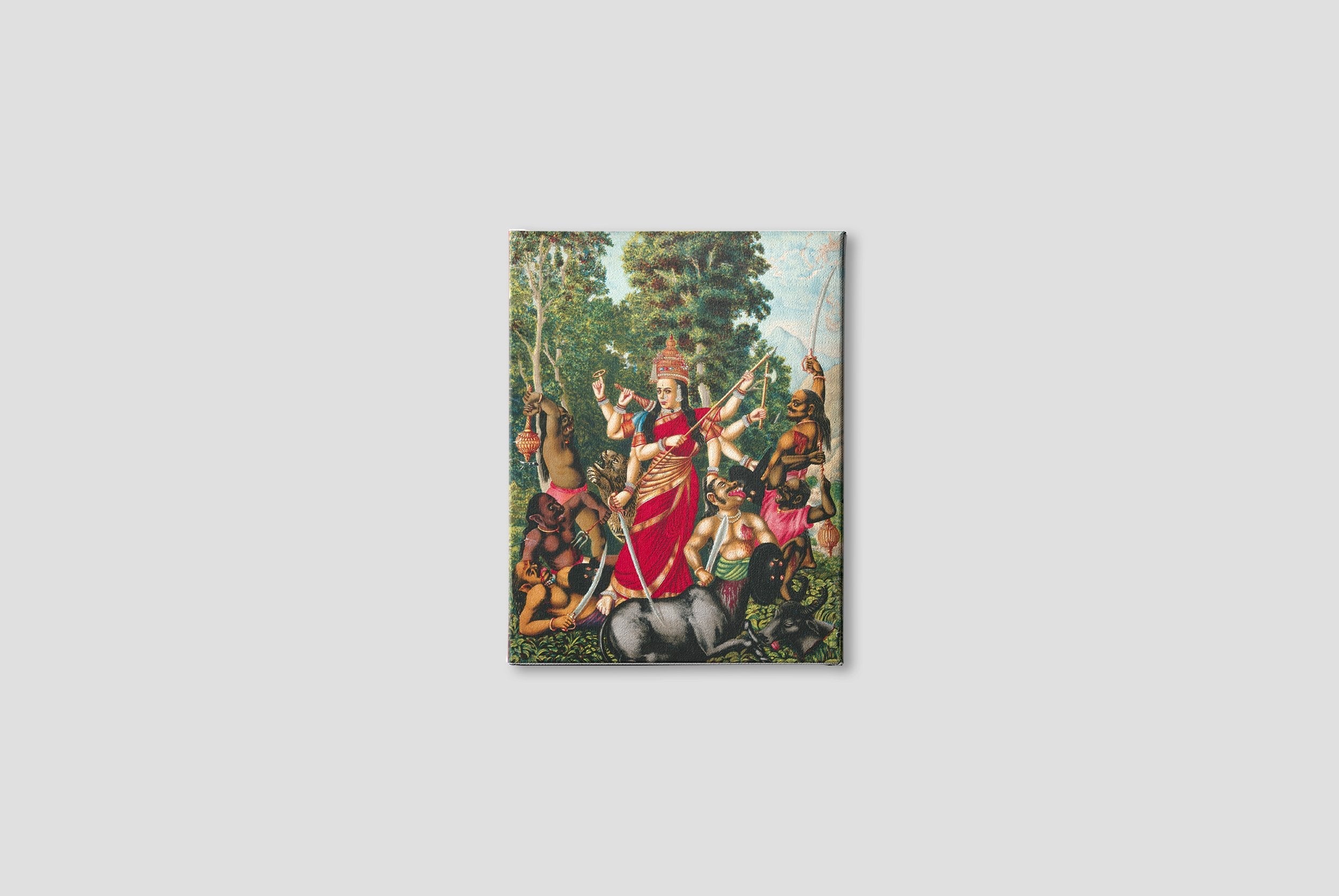 Durga slaying the Buffalo Demon Painting - Meri Deewar 3 : 4 Vertical Premium Wall Art Canvas by MeriDeewar