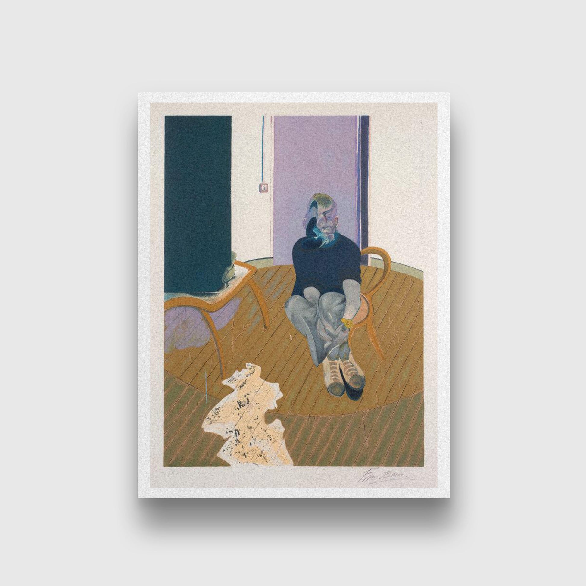 Dyer Crouching Painting - Meri Deewar 3 : 4 Vertical Premium Wall Art Canvas by MeriDeewar