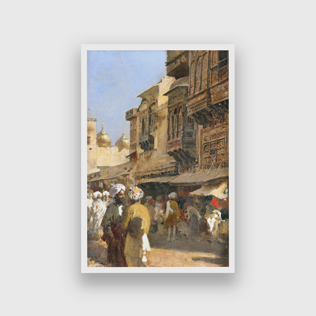 Edwin Lord Weeks a Market Scene in Lahore Painting 2 : 3 Vertical Premium Wall Art Canvas by MeriDeewar