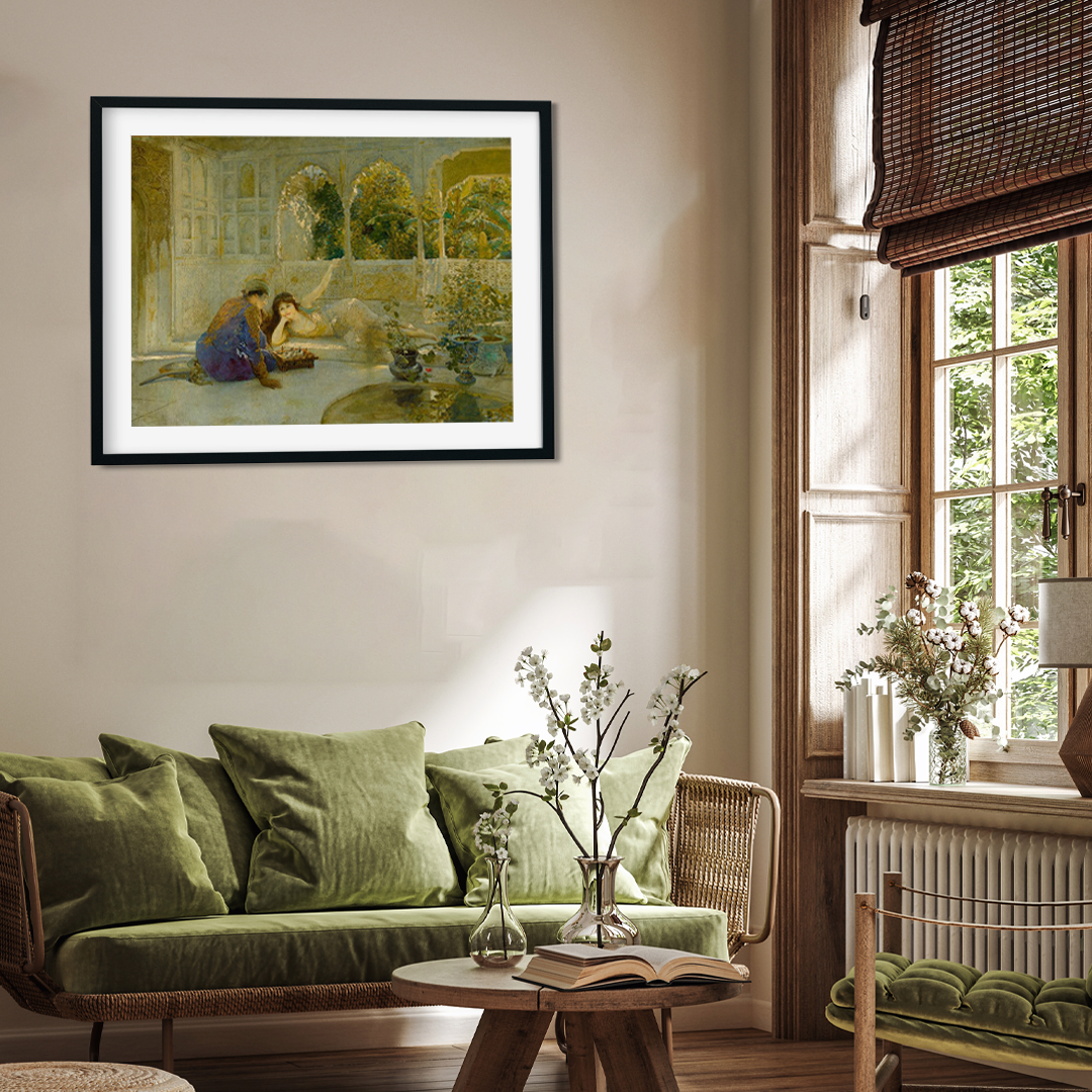 Edwin Lord Weeks Game of Chess Painting 4 : 3 Horizontal Premium Wall Art Canvas by MeriDeewar