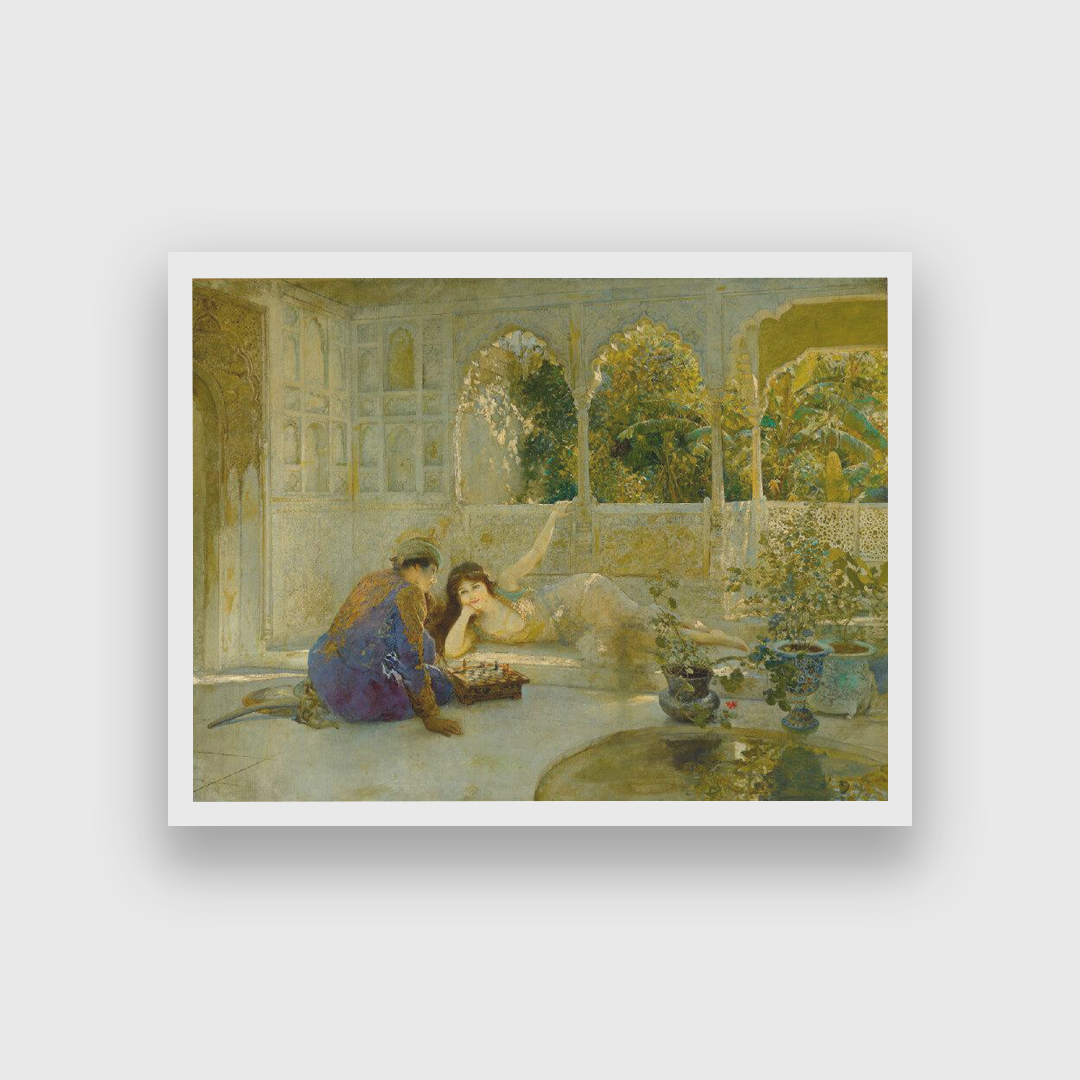 Edwin Lord Weeks Game of Chess Painting 4 : 3 Horizontal Premium Wall Art Canvas by MeriDeewar