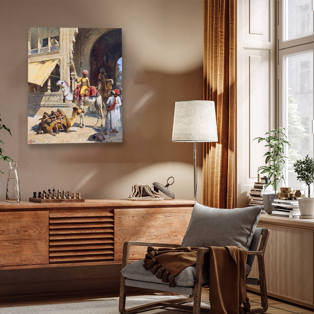 Edwin Lord Weeks Indian Scene 1884 Painting 4 : 3 Horizontal Premium Wall Art Canvas by MeriDeewar