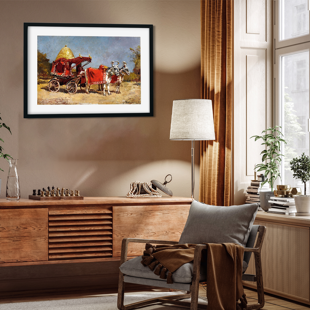 Edwin Lord Weeks Native Gharry Bullock Cart Painting 3 : 2 Horizontal Premium Wall Art Canvas by MeriDeewar