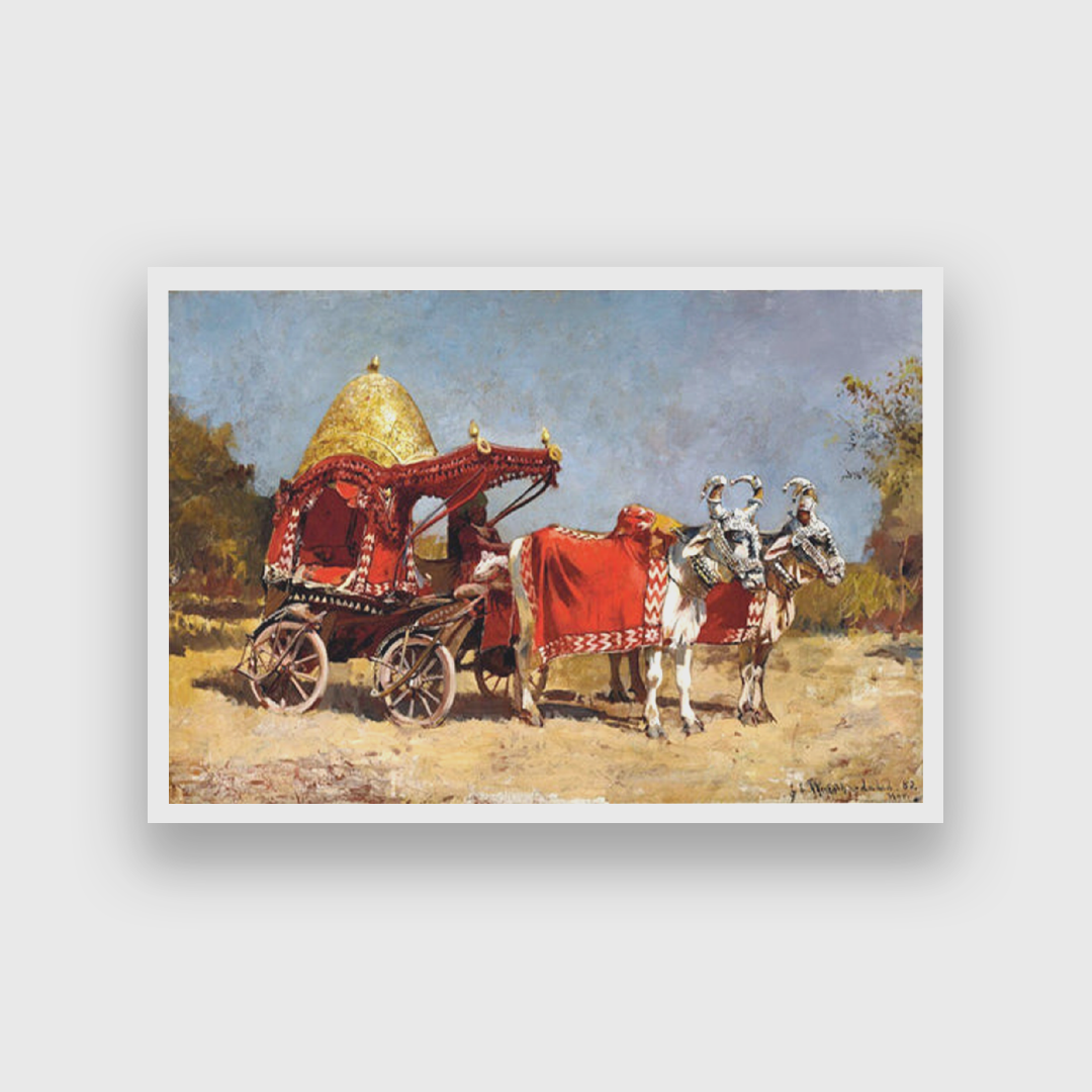 Edwin Lord Weeks Native Gharry Bullock Cart Painting 3 : 2 Horizontal Premium Wall Art Canvas by MeriDeewar
