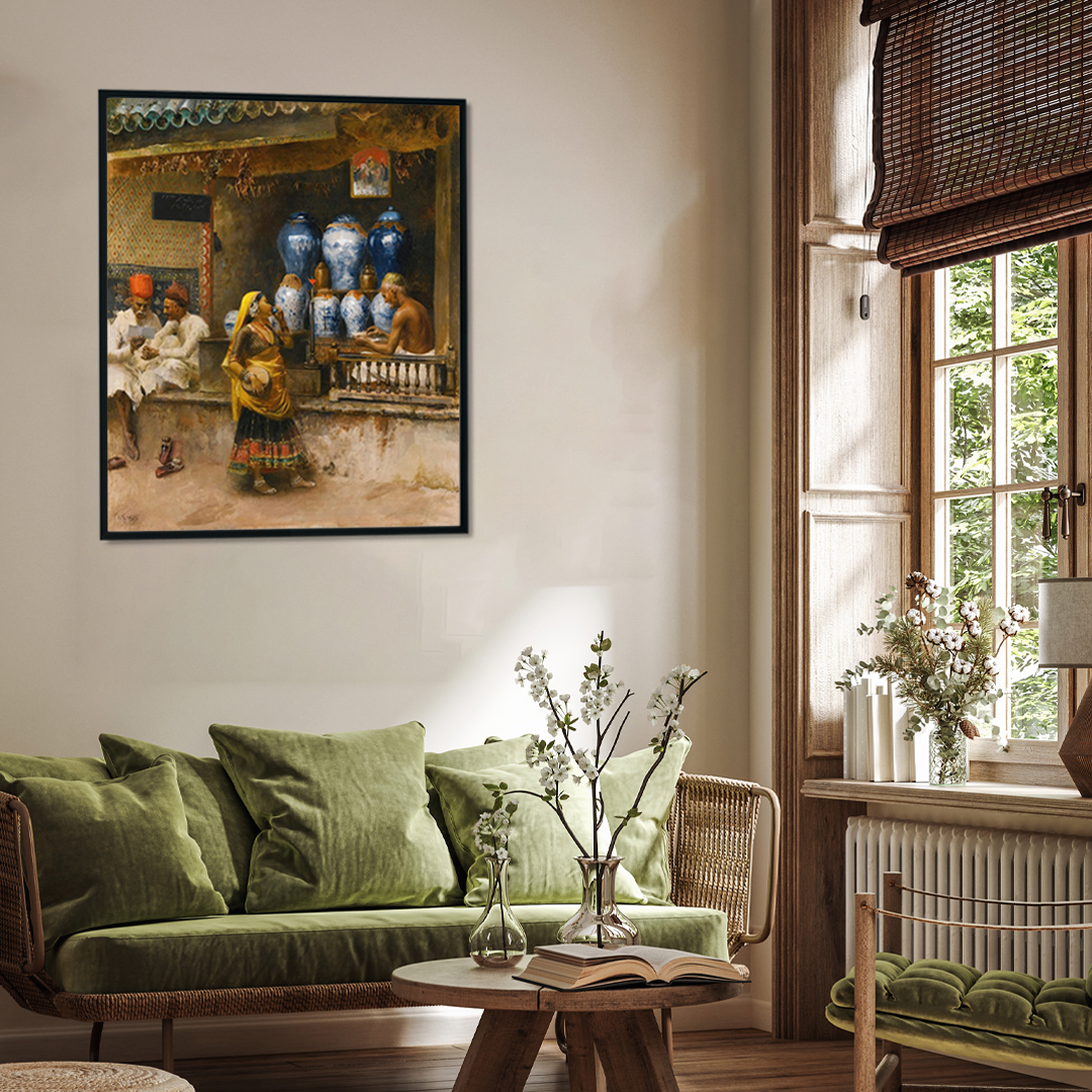 Edwin Lord Weeks Perfumer's Shop Bombay Painting 5 : 6 Vertical Premium Wall Art Canvas by MeriDeewar