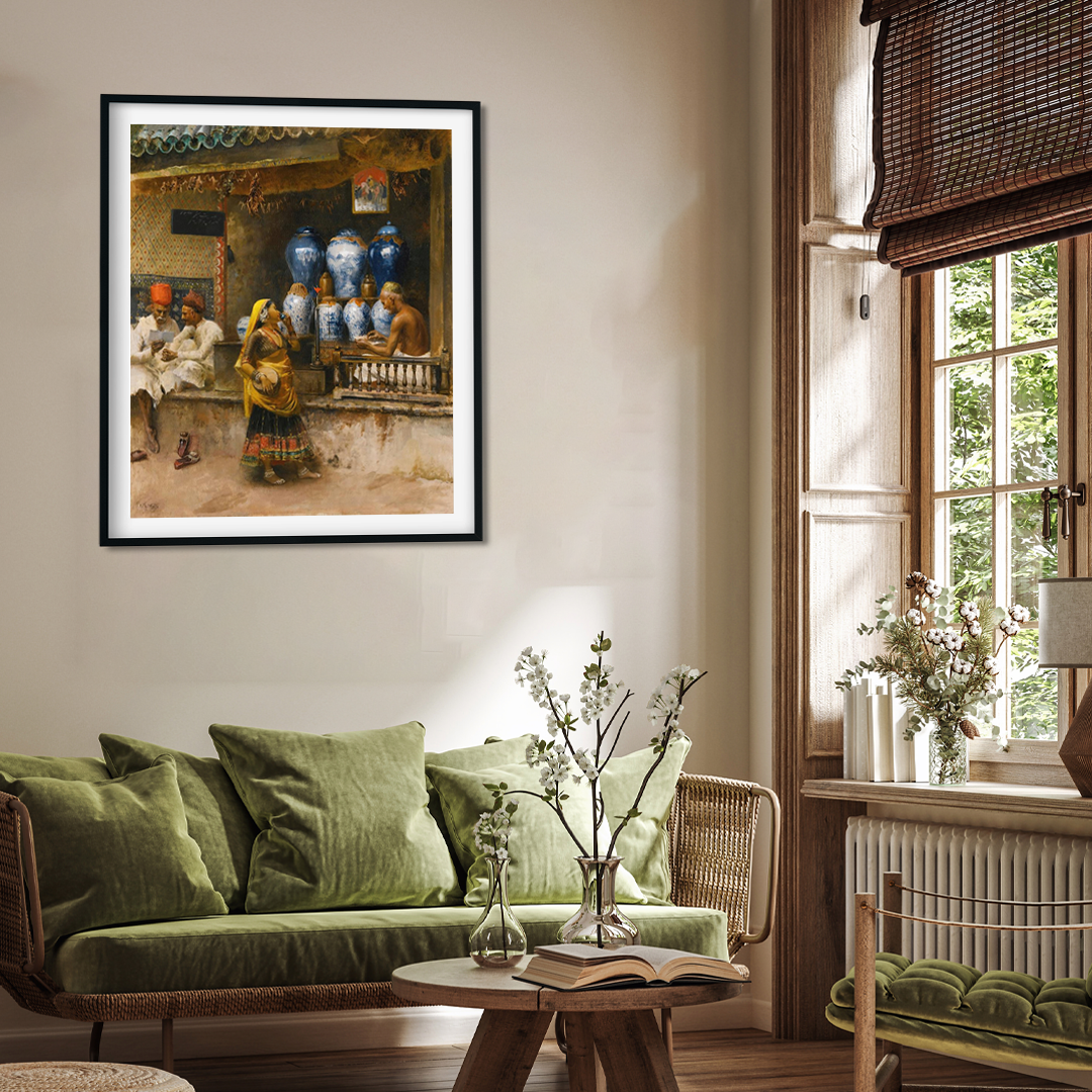 Edwin Lord Weeks Perfumer's Shop Bombay Painting 5 : 6 Vertical Premium Wall Art Canvas by MeriDeewar