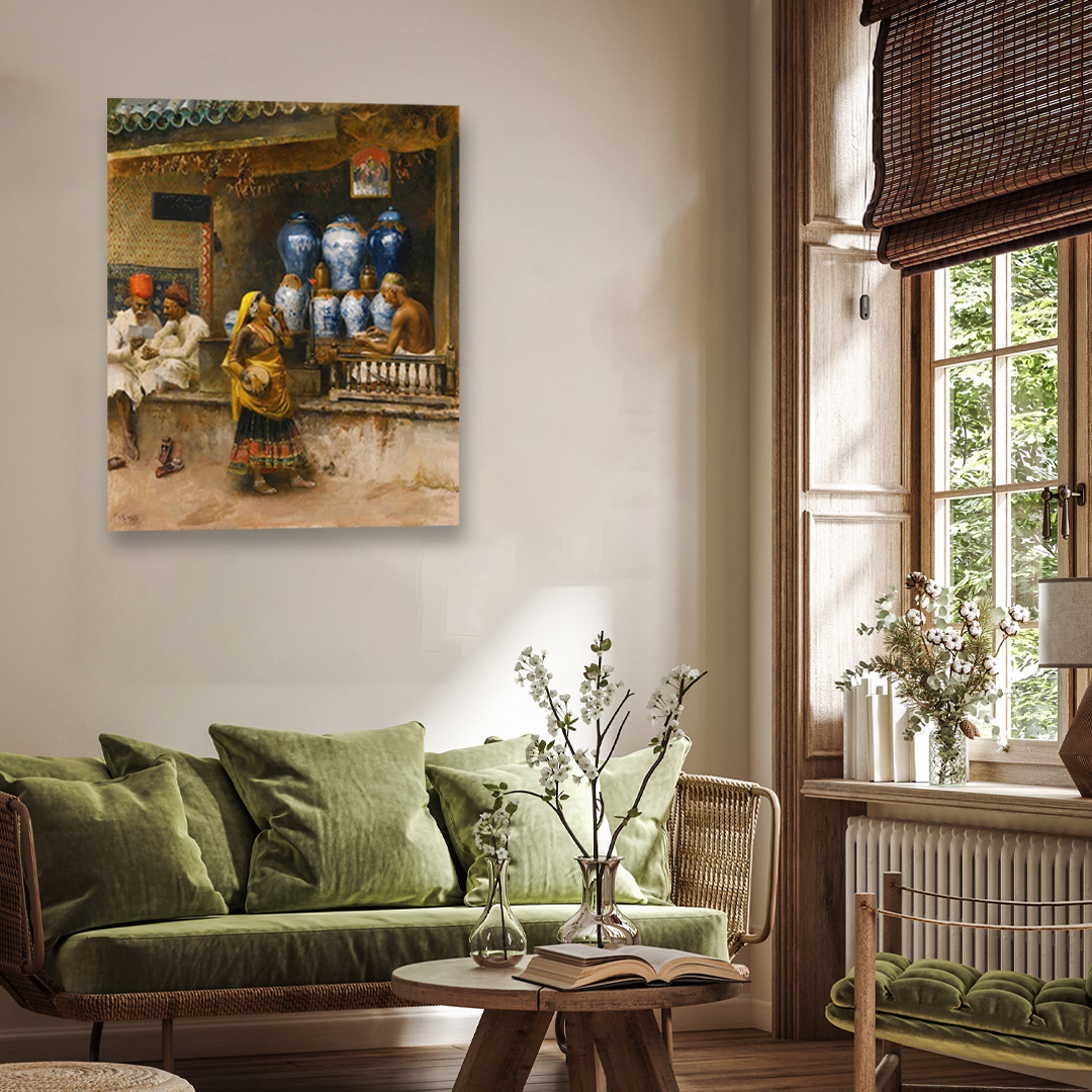 Edwin Lord Weeks Perfumer's Shop Bombay Painting 5 : 6 Vertical Premium Wall Art Canvas by MeriDeewar
