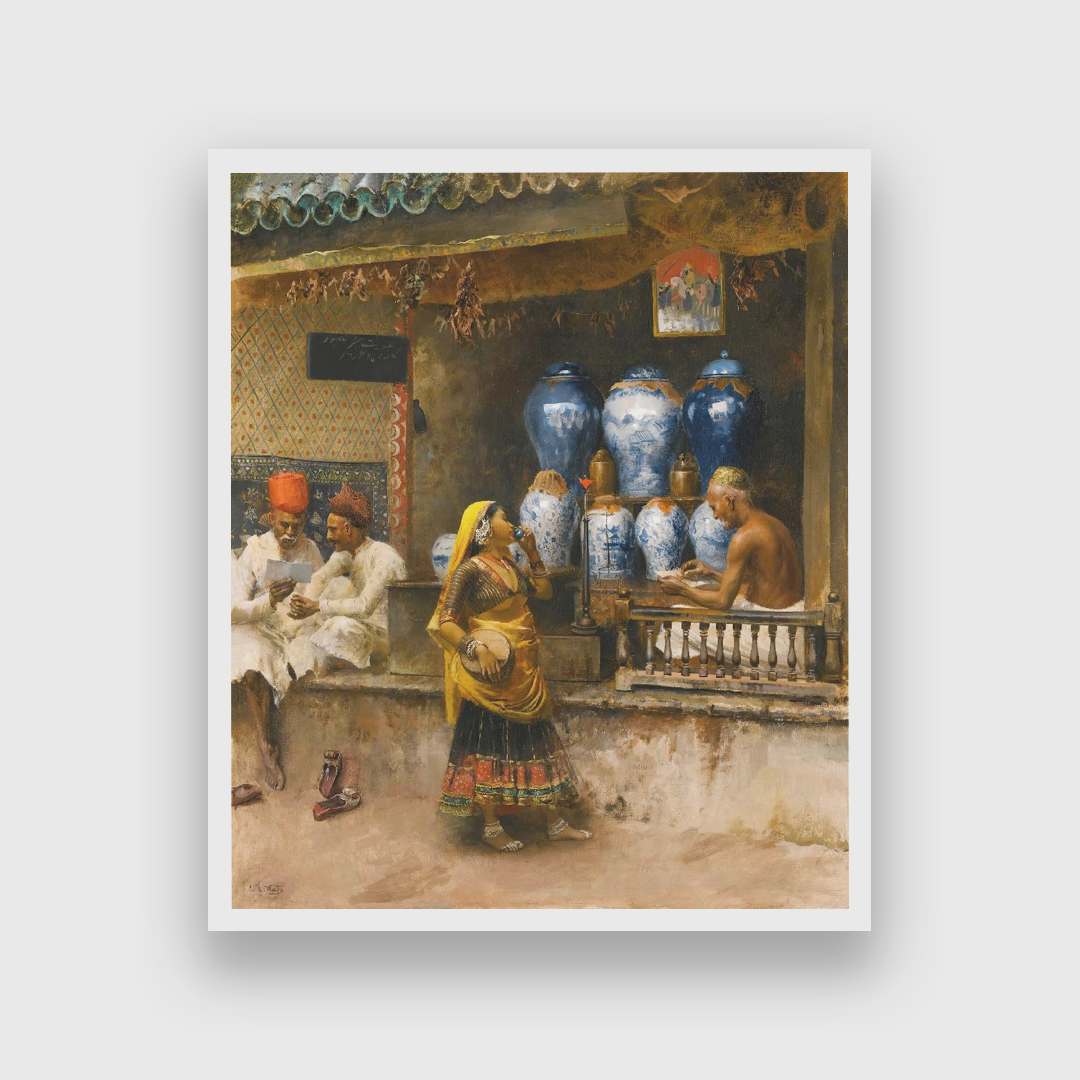 Edwin Lord Weeks Perfumer's Shop Bombay Painting 5 : 6 Vertical Premium Wall Art Canvas by MeriDeewar