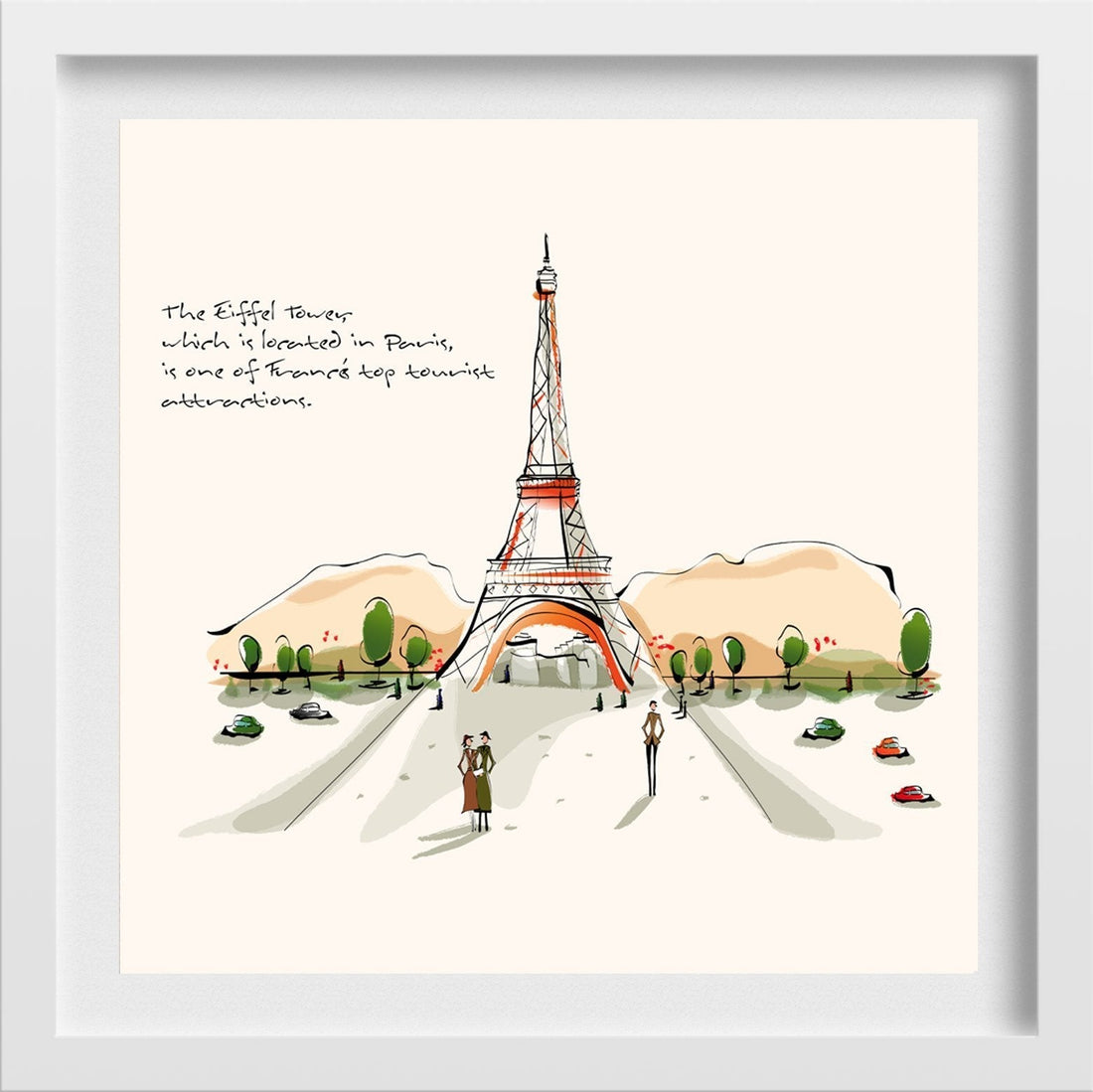 Eiffel Tower Artwork Painting - Meri Deewar 1 : 1 Square Premium Wall Art Canvas by MeriDeewar