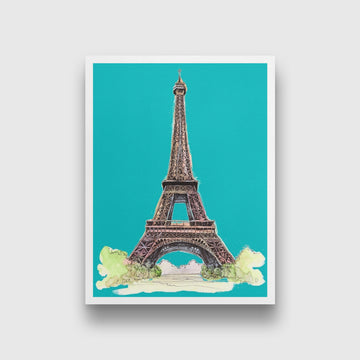 Eiffel Tower Illustration Painting - Meri  Deewar 3 : 4 Vertical Premium Wall Art Canvas by MeriDeewar