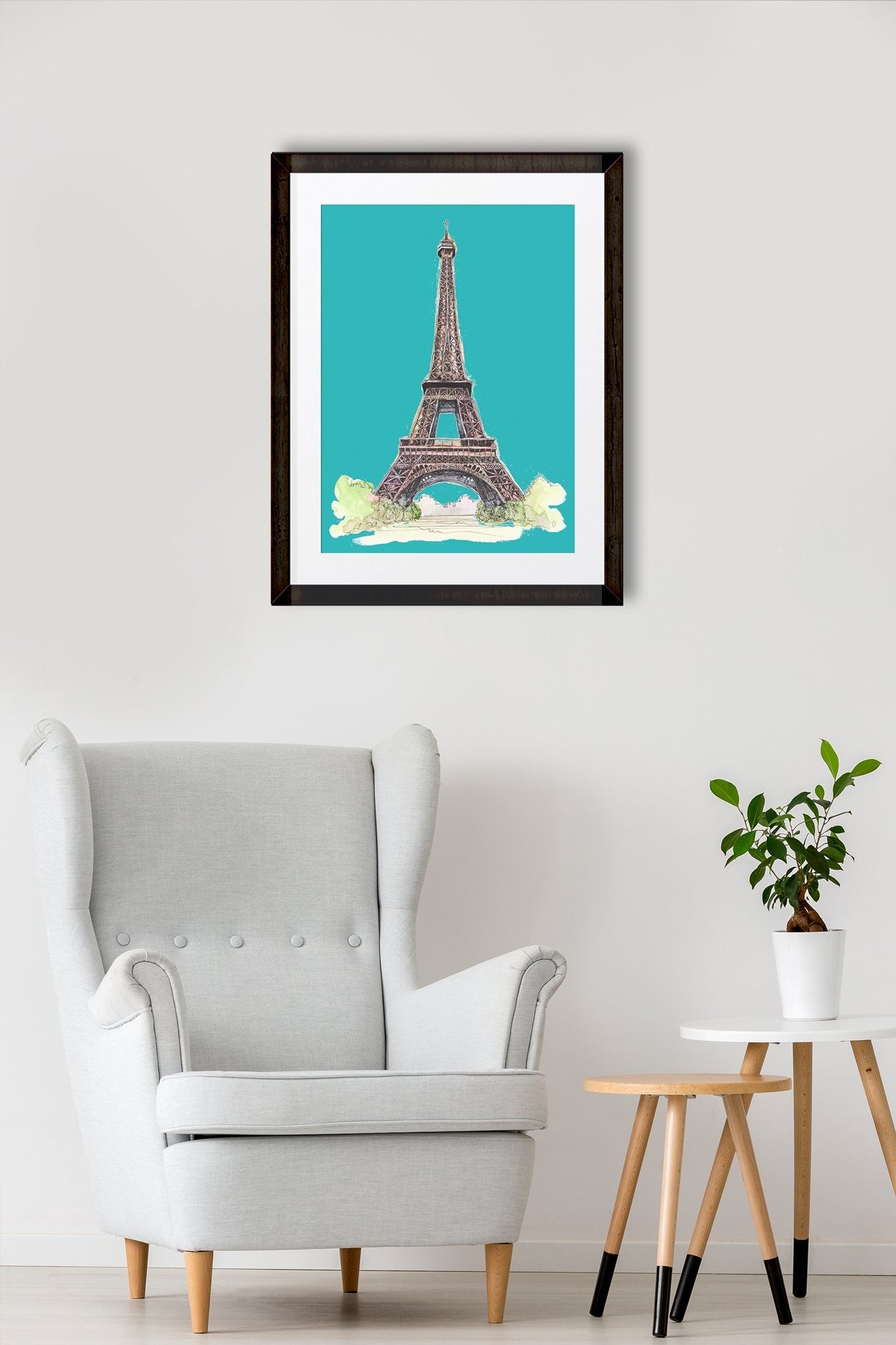Eiffel Tower Illustration Painting - Meri  Deewar 3 : 4 Vertical Premium Wall Art Canvas by MeriDeewar