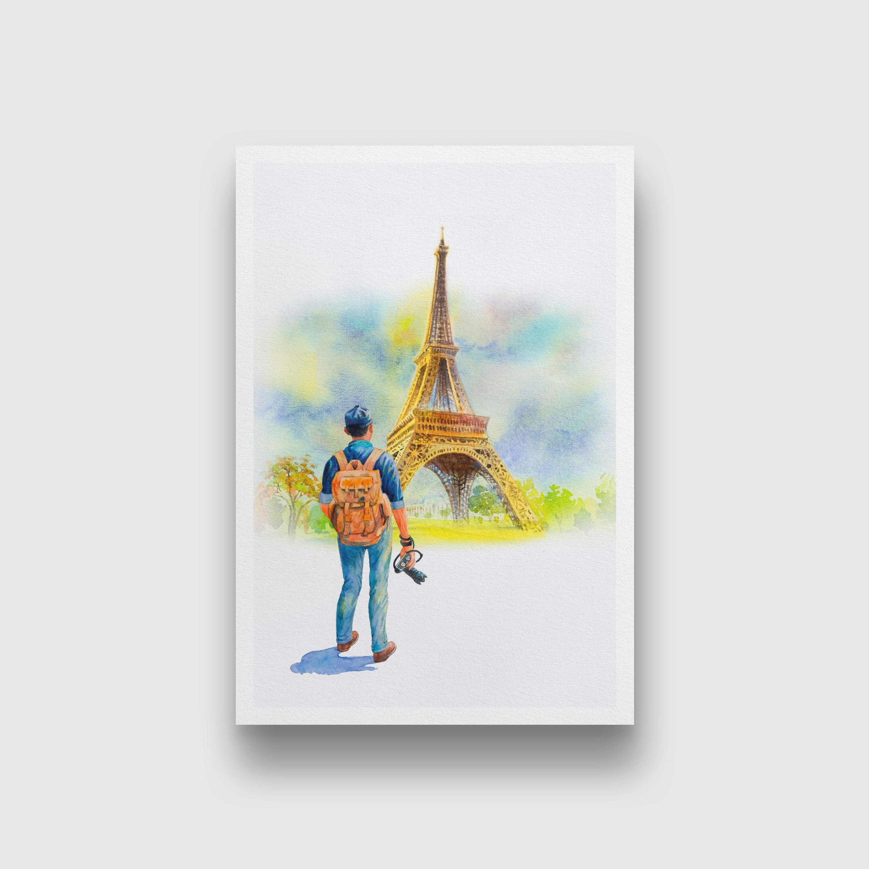 Eiffel Tower Painting - Meri Deewar 3 : 4 Vertical Premium Wall Art Canvas by MeriDeewar