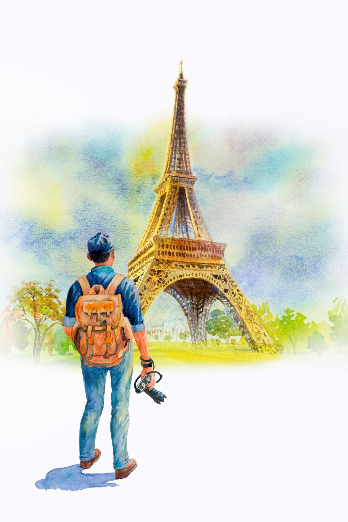Eiffel Tower Painting - Meri Deewar 3 : 4 Vertical Premium Wall Art Canvas by MeriDeewar