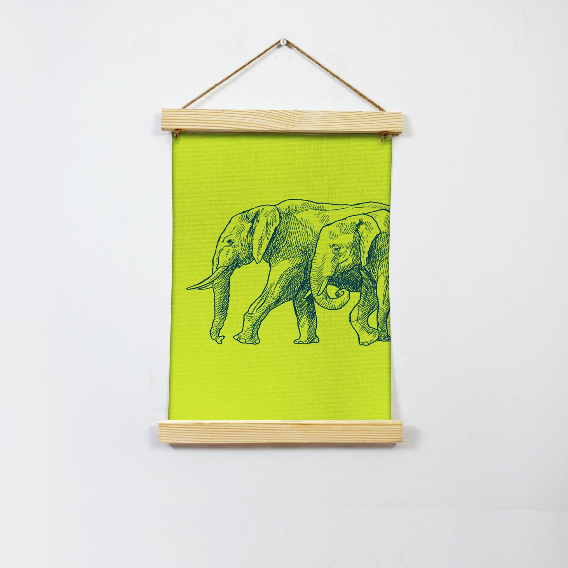 Elephant Forest Hanging Canvas Painting - Meri Deewar Hanging Canvas Premium Wall Art Canvas by MeriDeewar