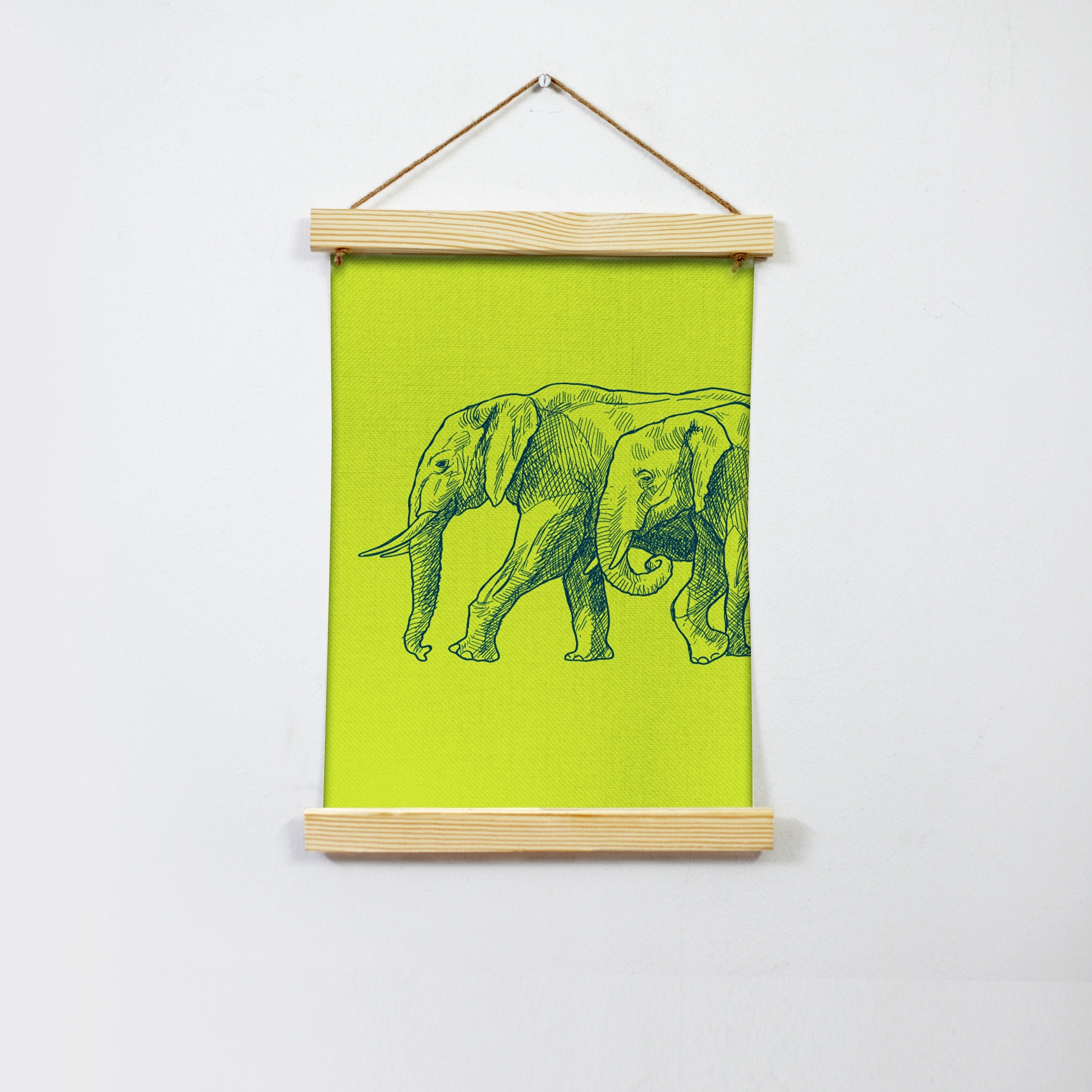 Elephant Forest Hanging Canvas Painting - Meri Deewar Hanging Canvas Premium Wall Art Canvas by MeriDeewar